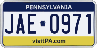 PA license plate JAE0971