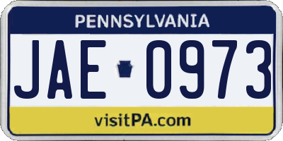 PA license plate JAE0973