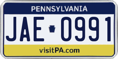 PA license plate JAE0991