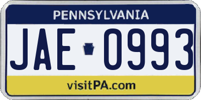 PA license plate JAE0993