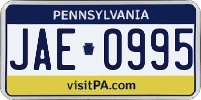 PA license plate JAE0995