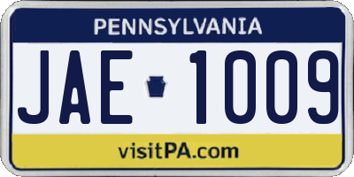 PA license plate JAE1009