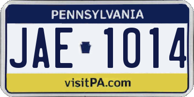 PA license plate JAE1014