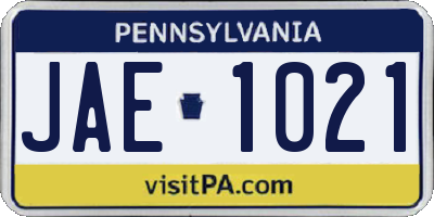 PA license plate JAE1021