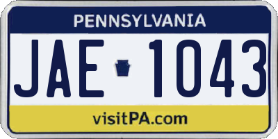 PA license plate JAE1043