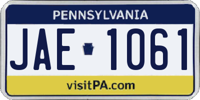 PA license plate JAE1061