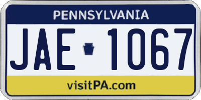 PA license plate JAE1067