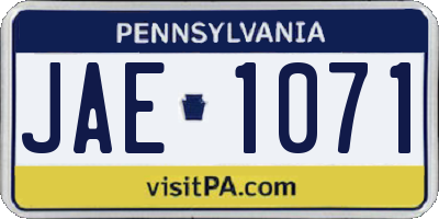 PA license plate JAE1071
