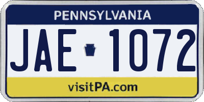 PA license plate JAE1072