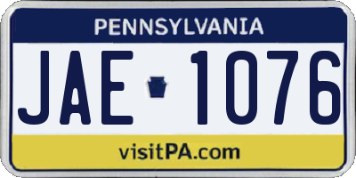 PA license plate JAE1076