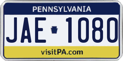 PA license plate JAE1080