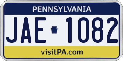 PA license plate JAE1082