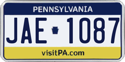 PA license plate JAE1087