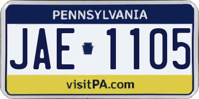 PA license plate JAE1105