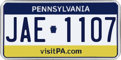 PA license plate JAE1107