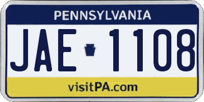 PA license plate JAE1108