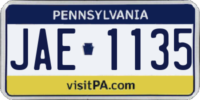 PA license plate JAE1135