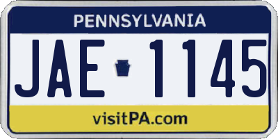 PA license plate JAE1145
