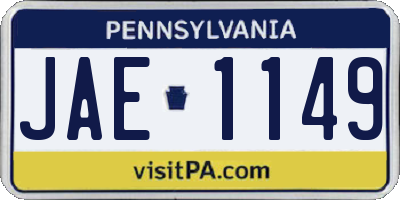 PA license plate JAE1149