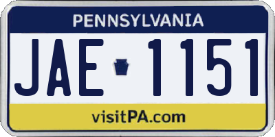 PA license plate JAE1151