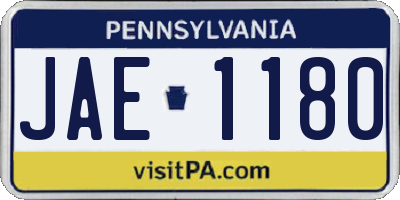 PA license plate JAE1180