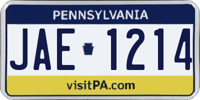 PA license plate JAE1214