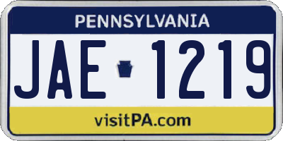 PA license plate JAE1219