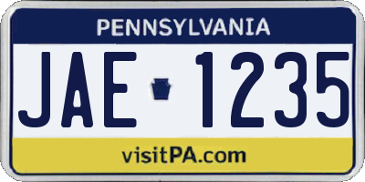 PA license plate JAE1235