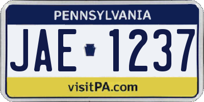 PA license plate JAE1237