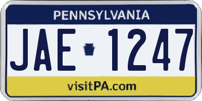 PA license plate JAE1247