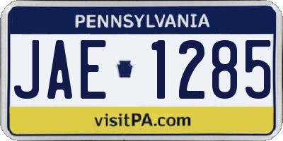 PA license plate JAE1285