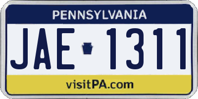 PA license plate JAE1311