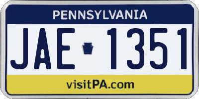 PA license plate JAE1351