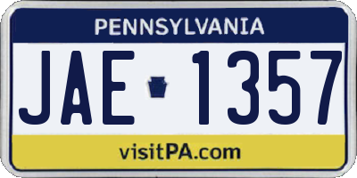 PA license plate JAE1357