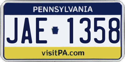 PA license plate JAE1358