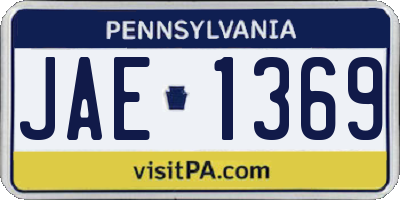 PA license plate JAE1369