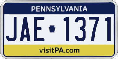 PA license plate JAE1371