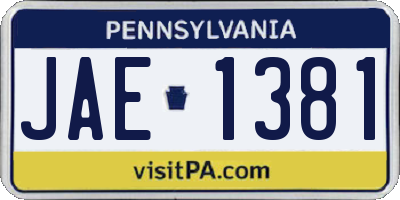 PA license plate JAE1381