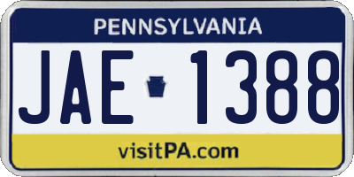 PA license plate JAE1388
