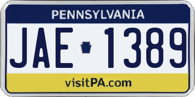 PA license plate JAE1389