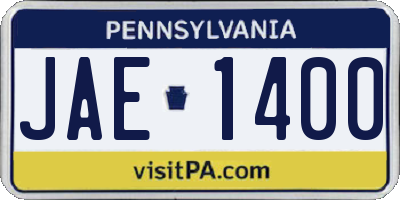 PA license plate JAE1400