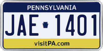 PA license plate JAE1401