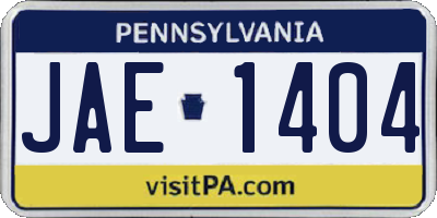 PA license plate JAE1404
