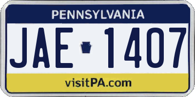 PA license plate JAE1407