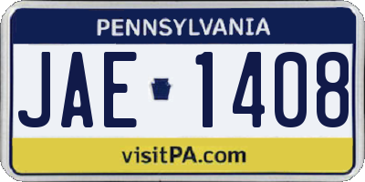 PA license plate JAE1408