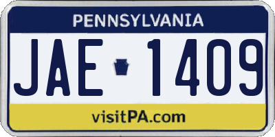 PA license plate JAE1409