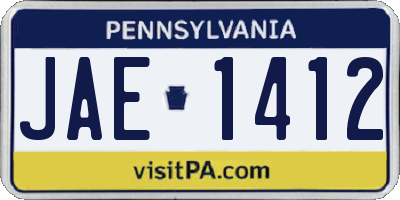 PA license plate JAE1412