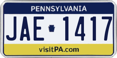 PA license plate JAE1417