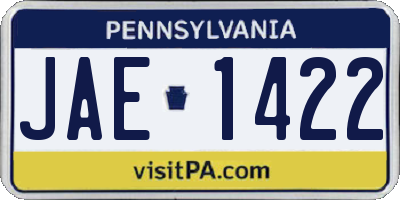 PA license plate JAE1422