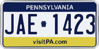 PA license plate JAE1423